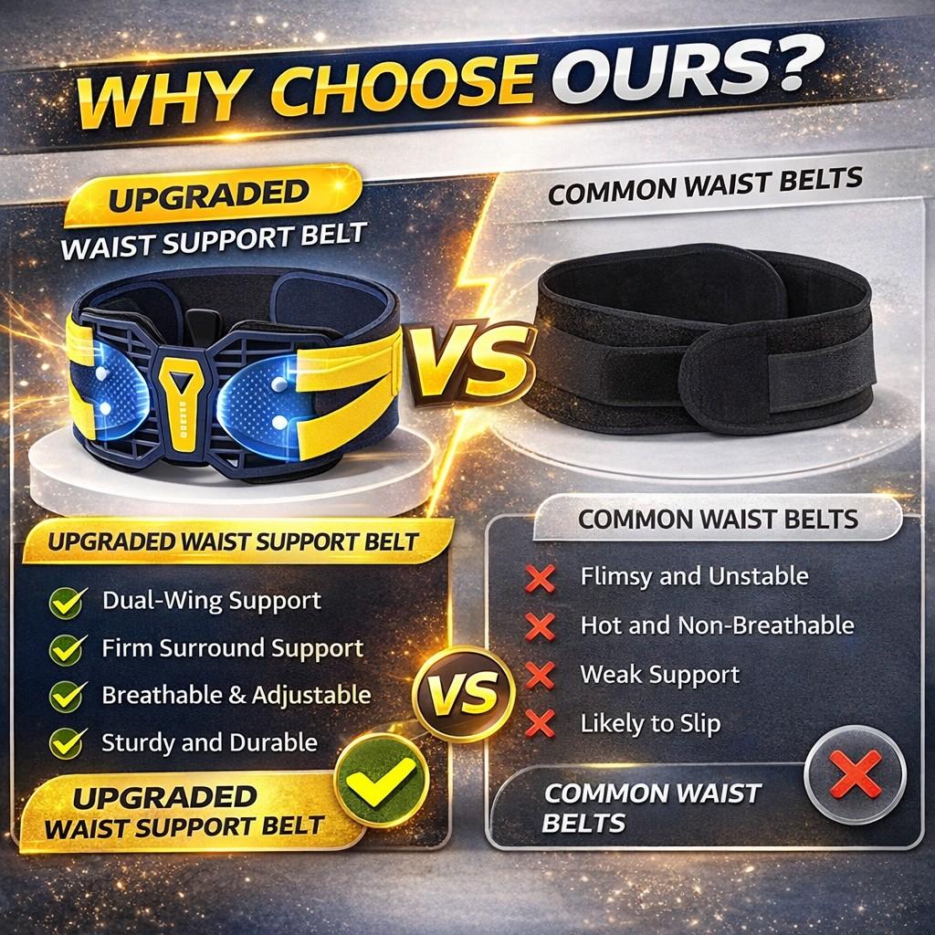 Adjustable Waist Support Belt for Men & Women, Dual-Wing Back Support Strap for Sitting, Driving, Desk Work, Travel & Workout, Breathable Mesh, 360° Wraparound Fit, Wide Coverage, One Size Daily Comfort