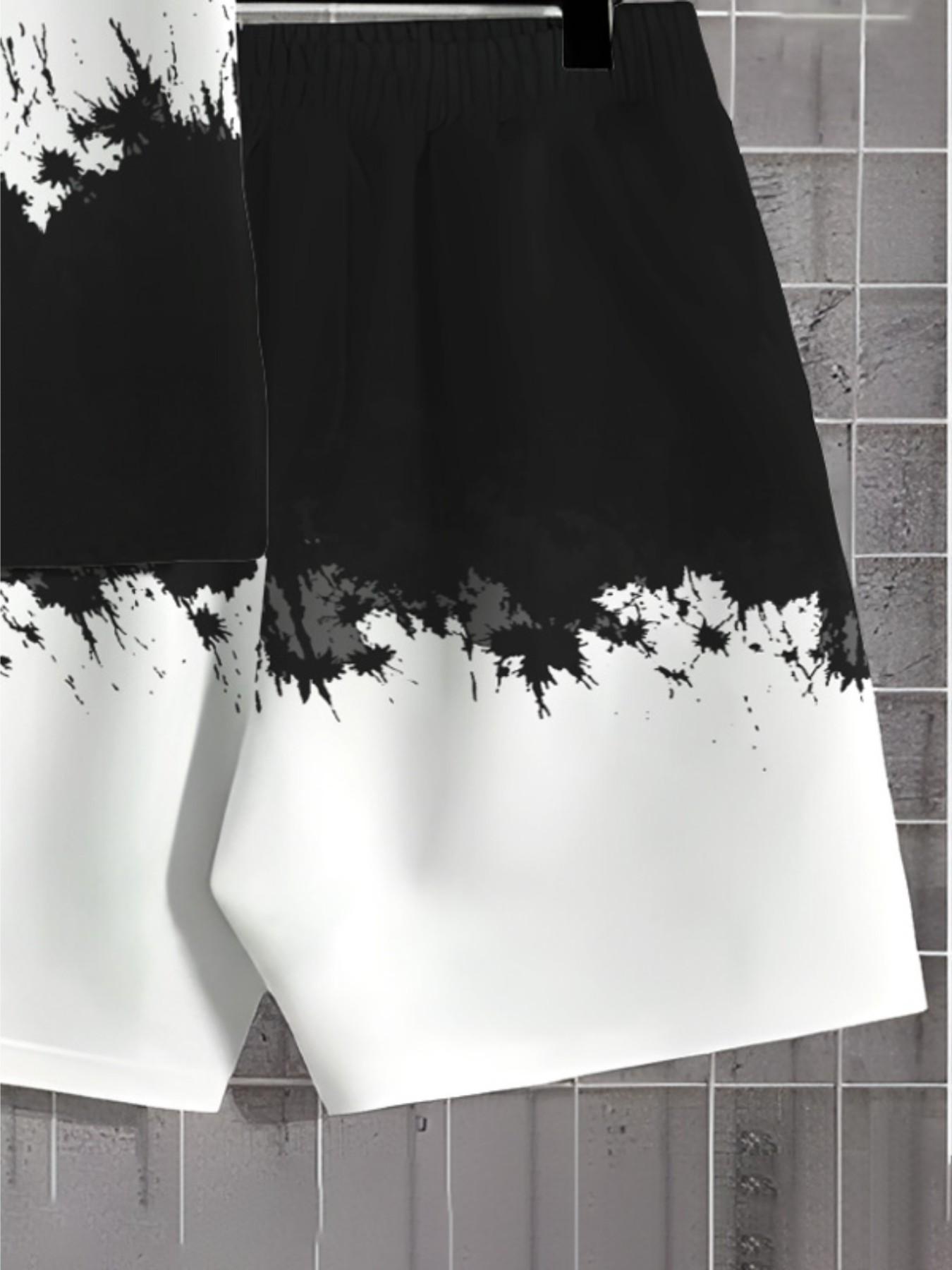Loose short sleeved Top and shorts set, city English gradient print two-piece set, trendy daily outfit Fashion