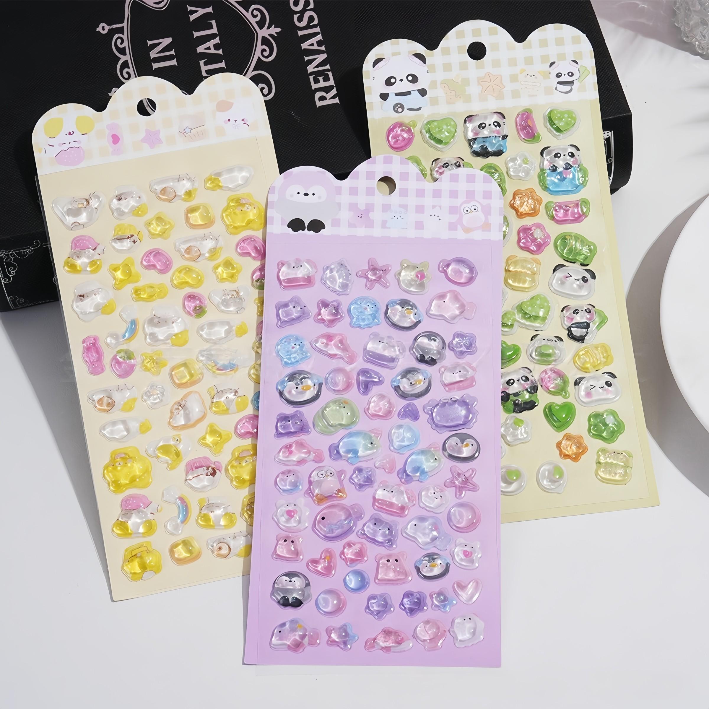 Cute 3D Kawaii Epoxy Stickers, Cartoon Panda Bear Rainbow Transparent Bubble Resin Stickers, Shiny Self Adhesive Decals for Journaling, Kaka Card, Phone Case, DIY Crafts, Kids Gifts, Aesthetic Korean Stationery Stickers, Accessories