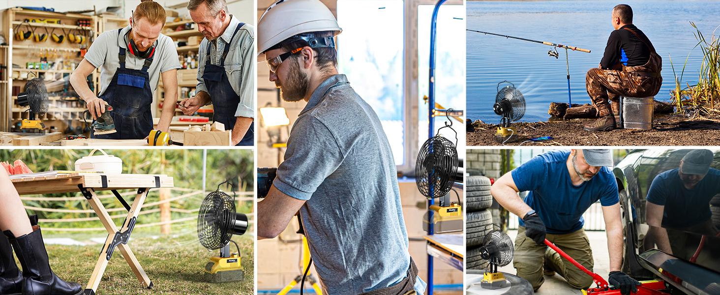 Jobsite Fan Compatible with Dewalt 20V Li-ion Battery, Battery NOT Included, for Industrial, Outdoor, Camping , Construction Site Cooling Jobsite Fan Compatible with Dewalt 20V Li-ion Battery, Battery NOT Included, for Industrial, Outdoor, Camping , Construction Site Cooling