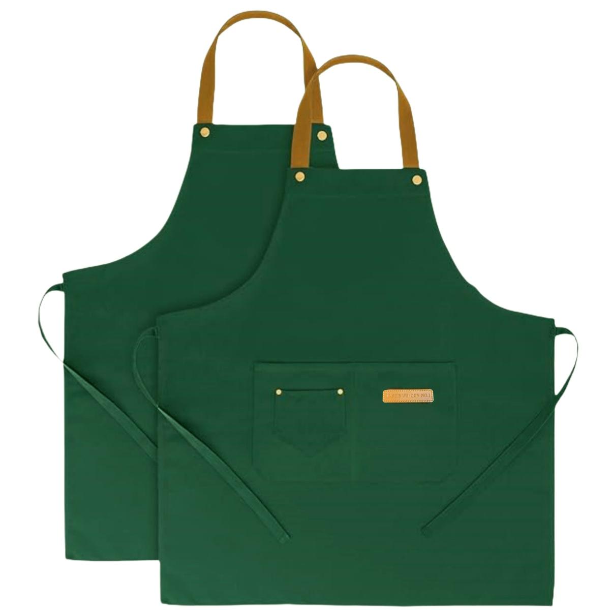 2-Pack Chef Apron, Adjustable Kitchen Café Work Apron, 2 Pockets, Unisex, Cooking Baking Restaurant Apron, All Seasons, Minimalist Style