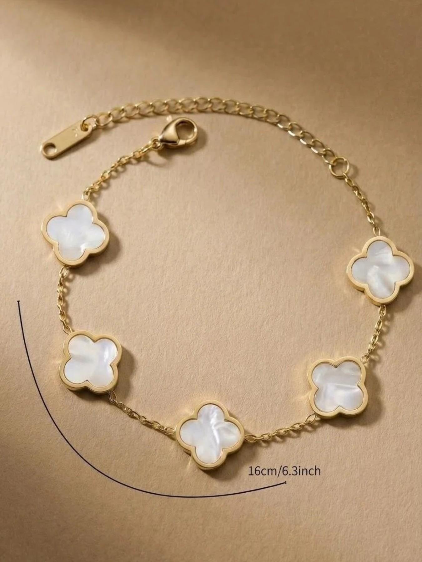 Clover Lucky Bracelet for Women, Flower Four-Leaf Chain, Fashion Jewelry Gift, Stylish Accessory