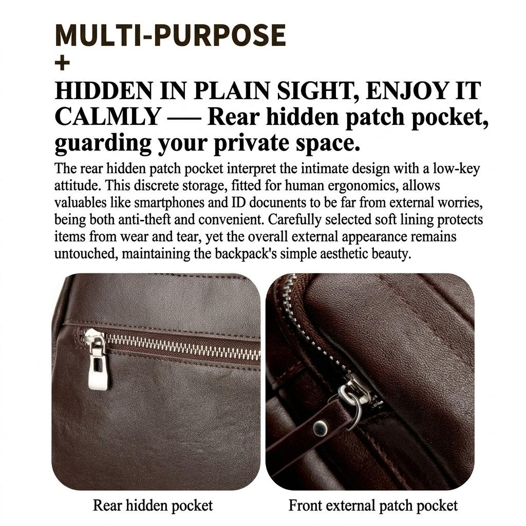 1pc Cowhide Women's Fashion Backpack, Spacious Soft Leather Rucksack for Daily Travel and School.
