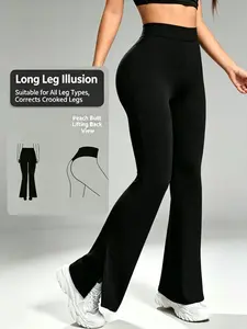 PRO Letter High Waist Split Flare Leggings Butt Lifting Slim Fit Gym Yoga Pants