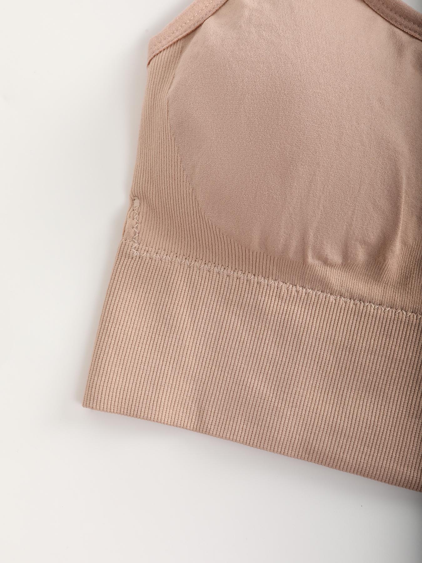 Women's Solid Wireless Bralette, Strappy Workout Bra, Comfortable Breathable Backless Yoga Bra for Sports and Daily Wear, Medium Support Lingerie for All Seasons