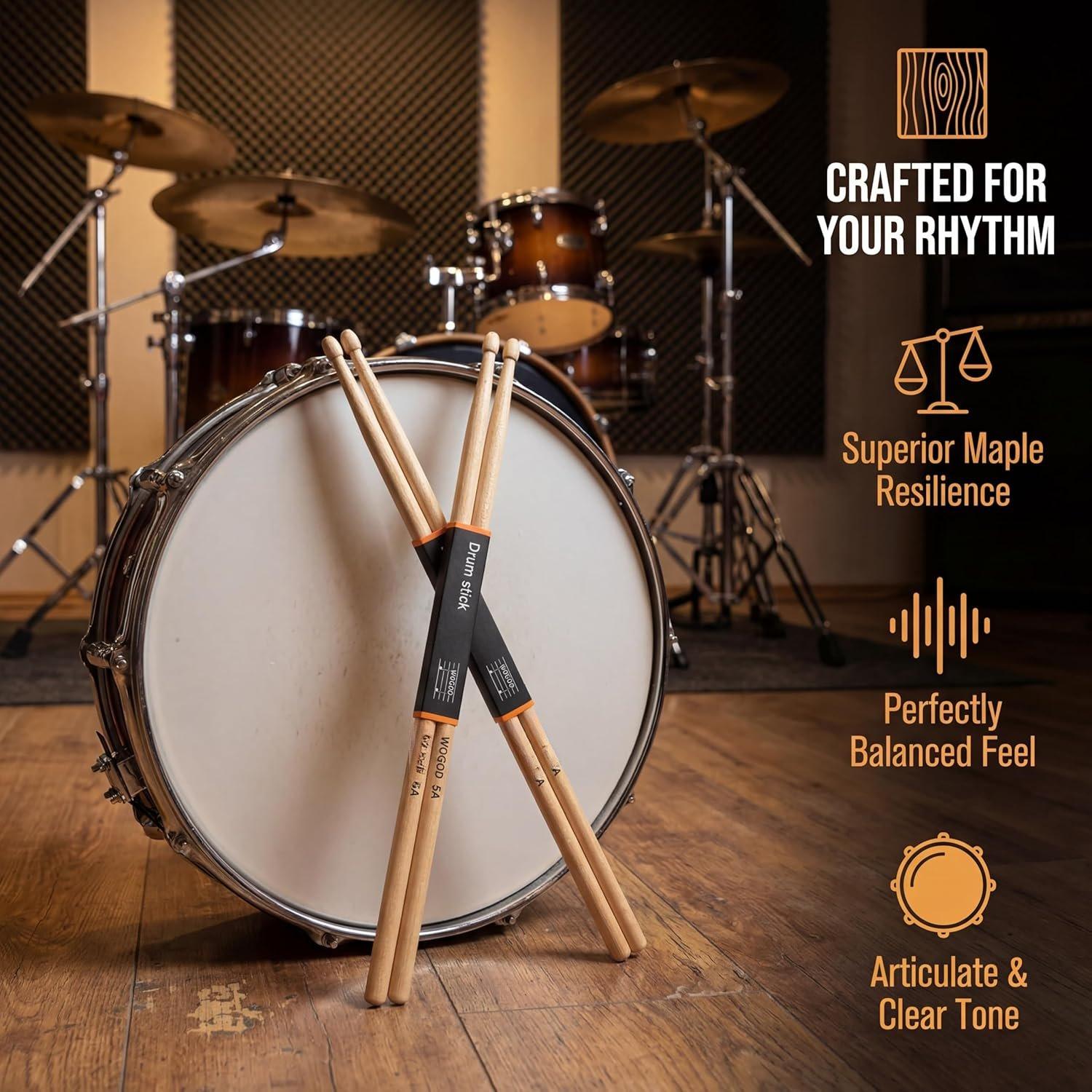 5A Drum Sticks Maple Drumsticks (Two pair)