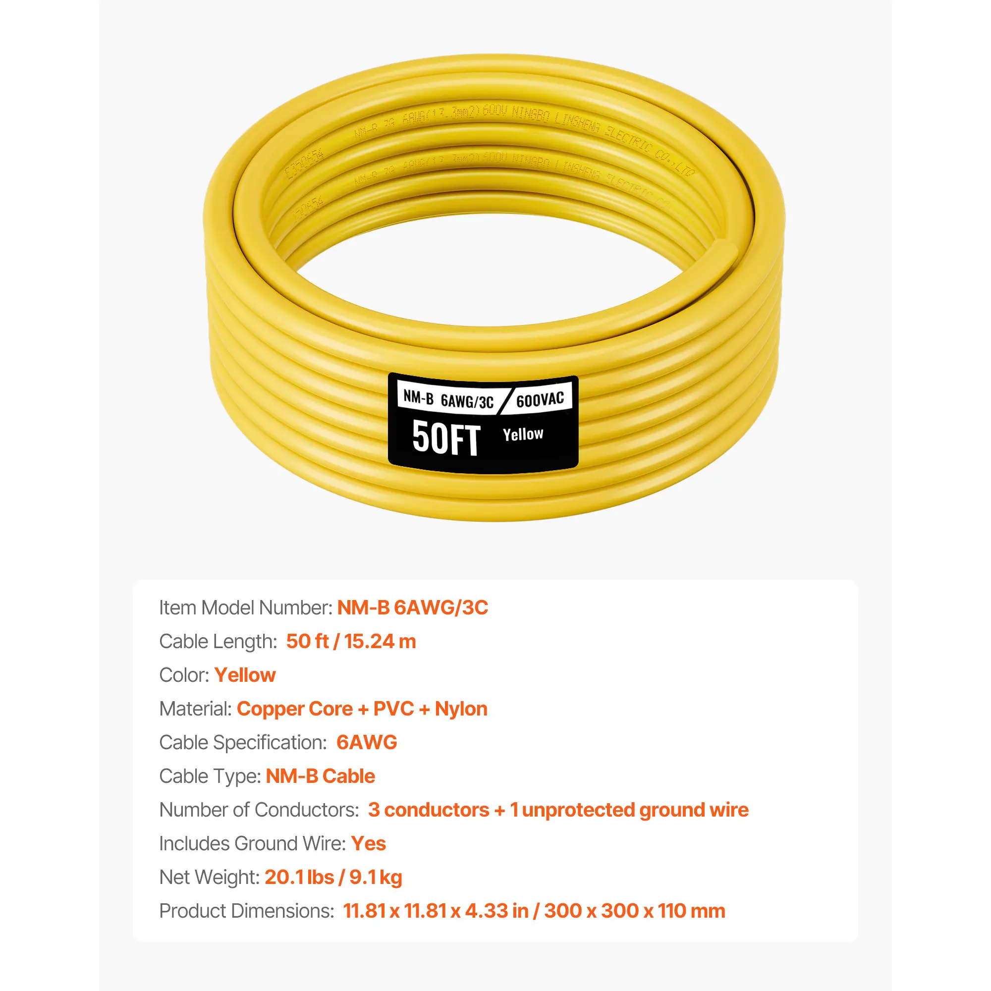 50ft/6 AWG Cable