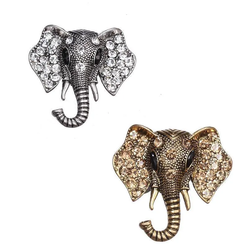 Fashion Jewelry Retro Elephant Brooch Crystal Charm Cute Elephant Pin Shawl And Badges Unisex Gift