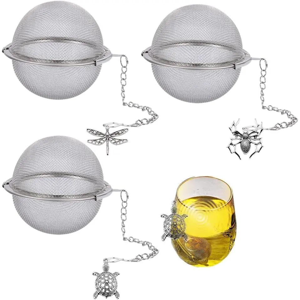Infusers for Loose  3 Sets  Infuser Loose Leaf  Steeper  Stainless Steel Ball Mesh  Strainer Filters with Crtstal Pendant ( 2)