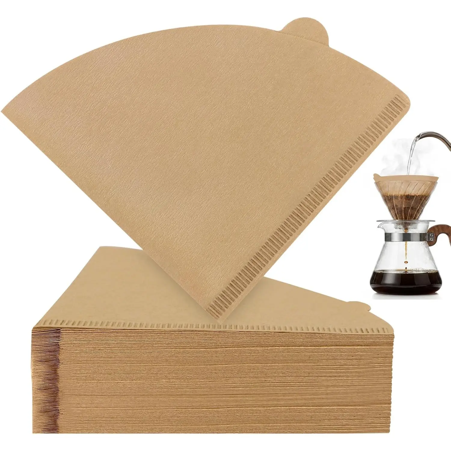 200 PCS Cone Coffee Filters, Unbleached Coffee Filter, Disposable Natural Paper Filters 2-4 Cup, Compatible with Pour Over Drippers & Drip Coffee Makers, Fine Filtration for Home Office Cafe Brewing