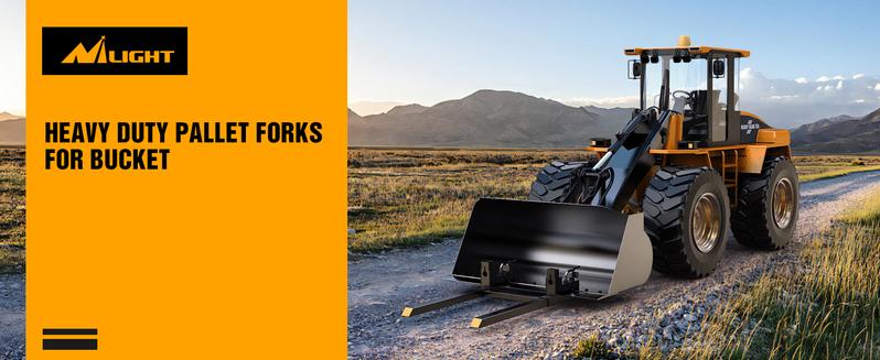 Nilight 60" 4000lbs Clamp on Pallet Forks Heavy Duty Tractor Forks with Adjustable Stabilizer Bar for Loader Bucket Skid Steer Tractor