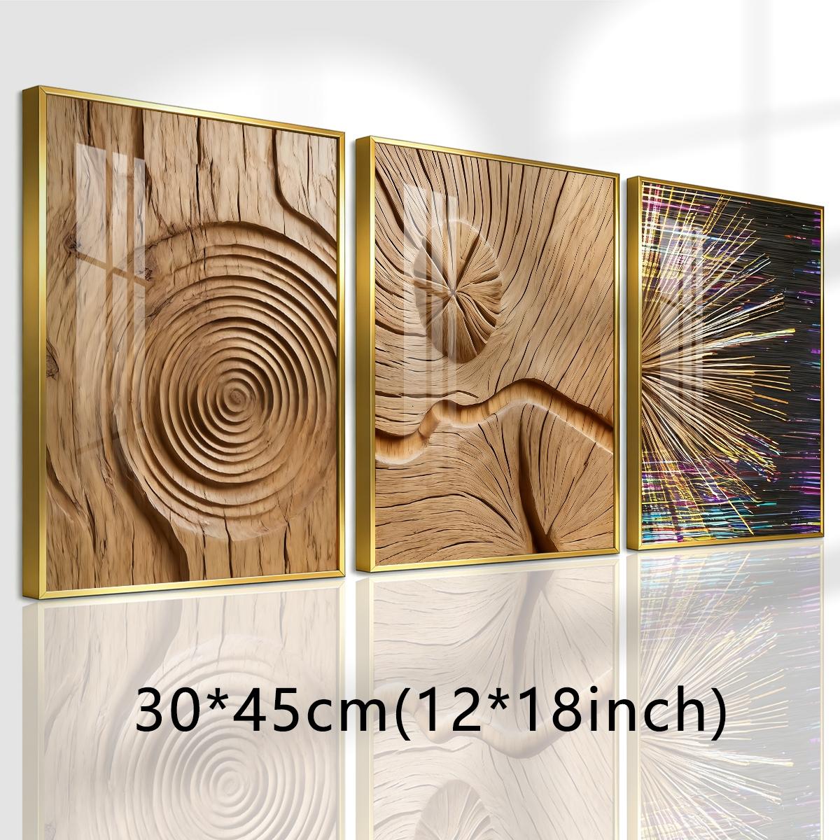 3 Counts Aluminum Alloy Framed Painting, Abstract Wood Texture And Light Burst Art, Home Decoration For Living Room, Bedroom, Office, Restaurant, Hallway Wall Decor, Odorless Print Artwork, Luxury Perfect Gift For Friends And Family