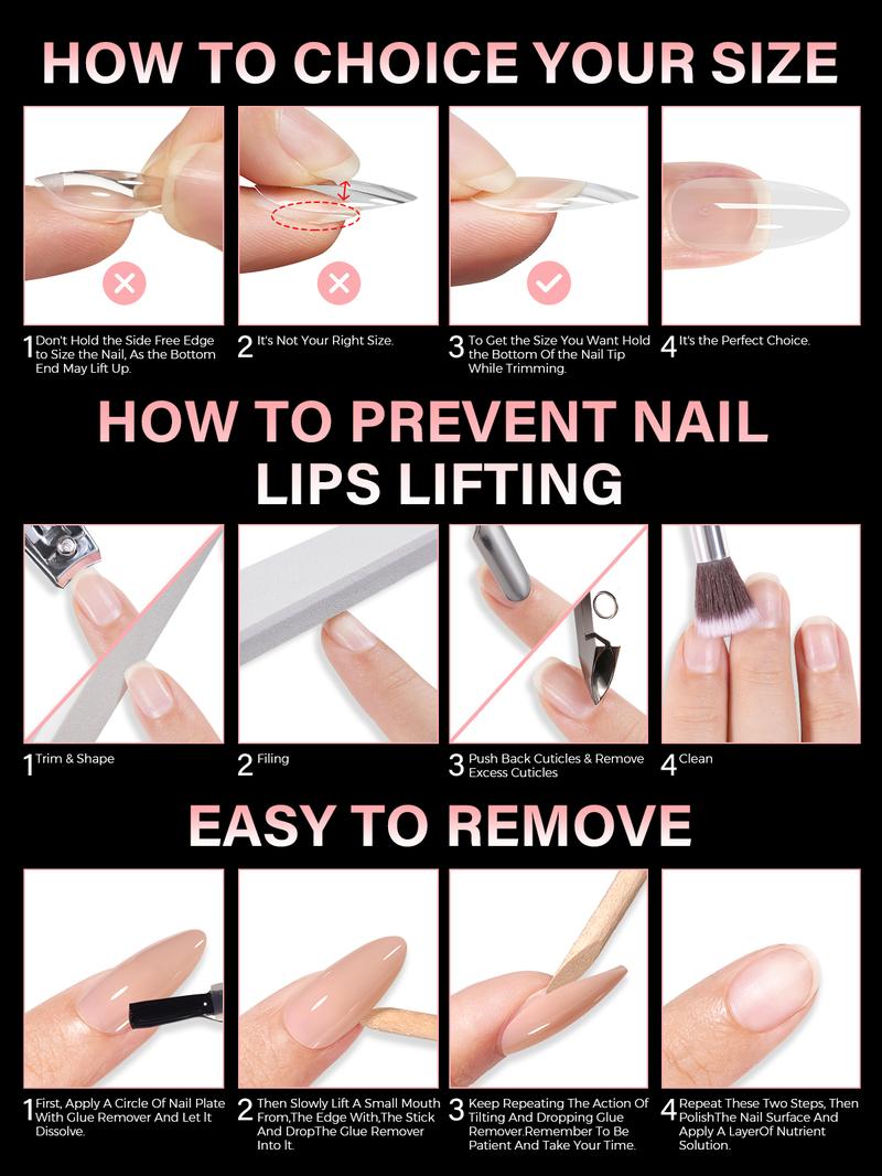 Aillsa DIY Gel Nail Kit - Almond 168pcs 14 sizes gel x Acrylic Nail Tips for Flat Nails with 5 Colors Gel Nail Polish, 3pcs nail brush pen, 15ml Strong Solid Nail Glue, Manicure Cutics Cosmetic