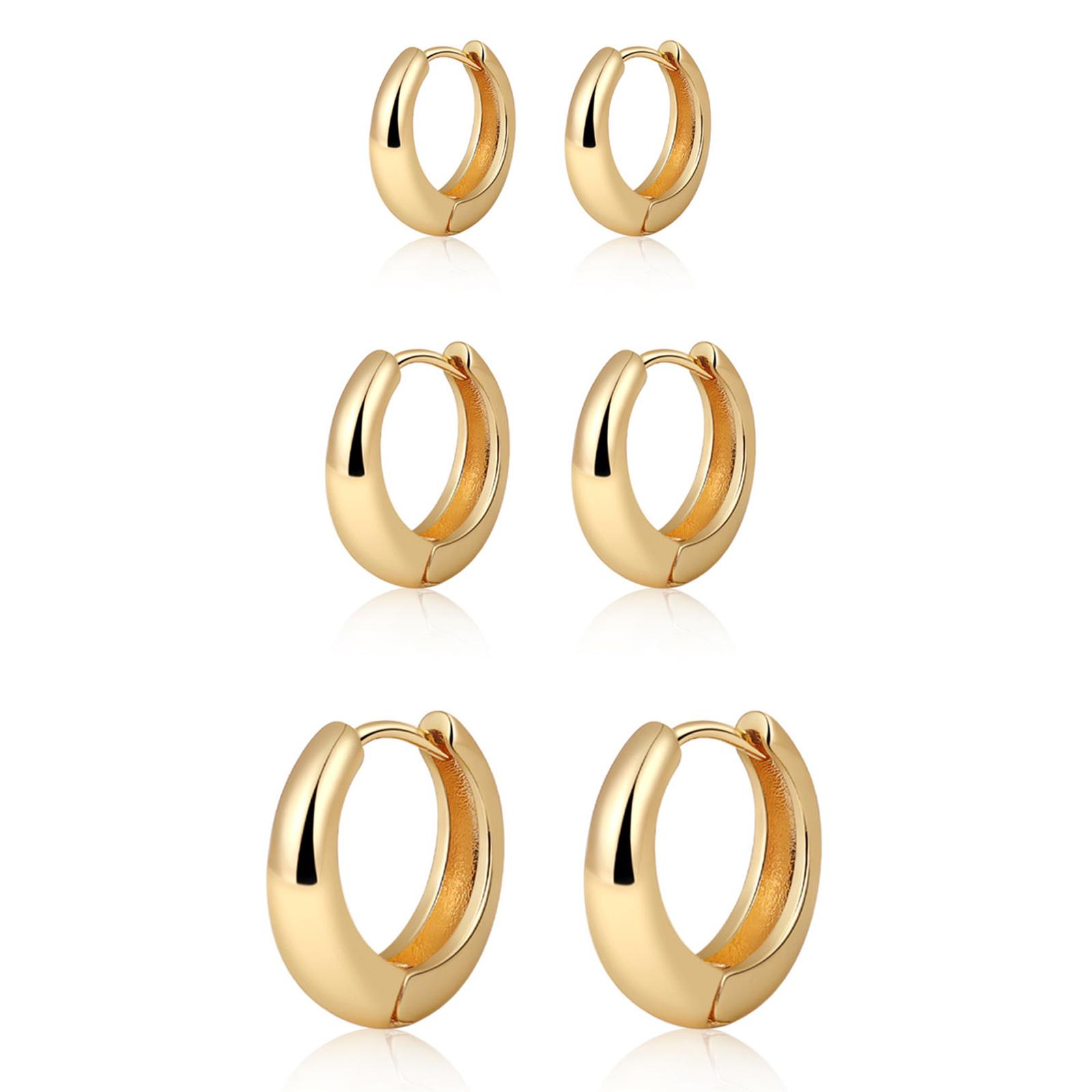 Chunky Gold Hoop Earrings for Women, 14k Gold Plated Thick Triple Hoop Earrings Hypoallergenic Trendy Chunky Gold Hoops Earrings Dainty Jewelry Chunky Gold Hoop Earrings for Women, 14k Gold Plated Thick Triple Hoop Earrings Hypoallergenic Trendy Chunky Gold Hoops Earrings Dainty Jewelry