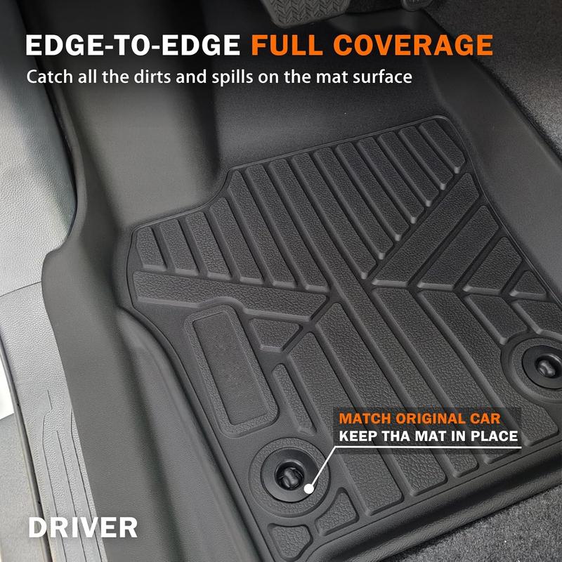 Canvcle Custom Fit Floor Mats for Gas Model 2024-2025 Toyota Tacoma Double Cab Automatic All Weather TPE Rubber Liners Non-Slip & Odorless