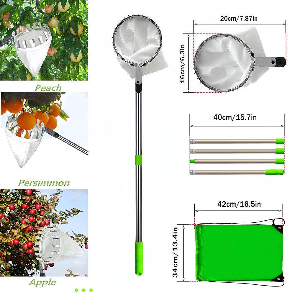 2 Meter Extendable Fruit Picker Tool, Efficient Apple & Plum Picking Device, High Reach Garden Harvesting Equipment for Gardening Needs