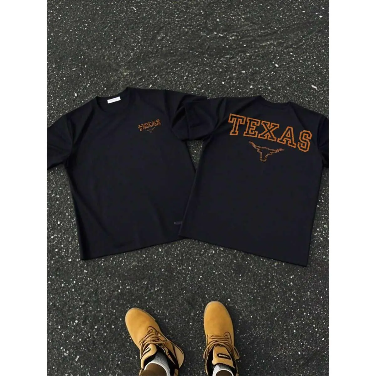 Men's T Shirt 1Pcs 100% Cotton Double Sided Digital Print 220g Heavyweight Tee With Texas Themed Typography And Longhorn Graphic Design Ideal For