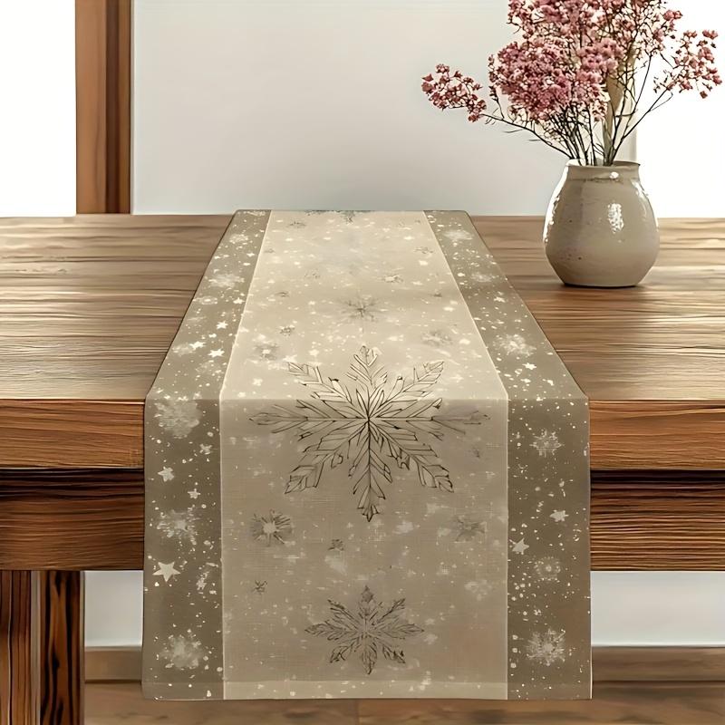Elegant Winter Snowflake Table Runner, Luxurious Rectangular Dining Decor, Soft /mint Tone, Non-Slip Easy Clean Fabric, Festive Holiday Decoration
