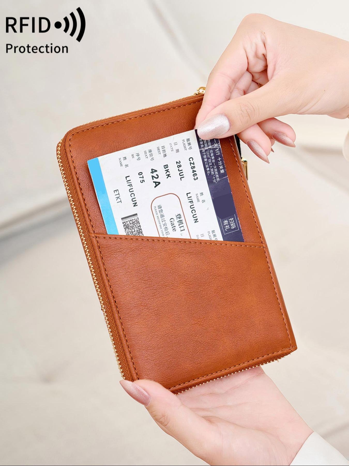 Passport Case with Card Slot, PU Leather PassportHolder with Wristband, RFlD Blocking Passport Wallet, Travel Document Holder for Women & Men, Passport Cover, Christmas Gift, Valentine's Day Gift, Ideal Gift