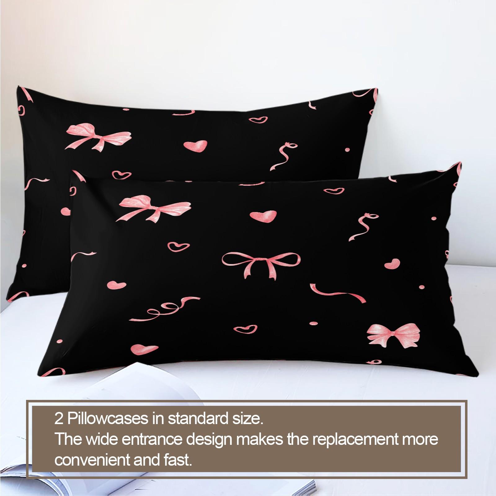 2/3 Pcs Coquette Pink Bow Print Duvet Cover Set, Cute Y2K Aesthetic Bedding Set, Vibrant Digital Print, Soft Microfiber with Zipper Closure, Ideal for Bedroom, Dorm, Girly Room Decor All Year Round - No Filling