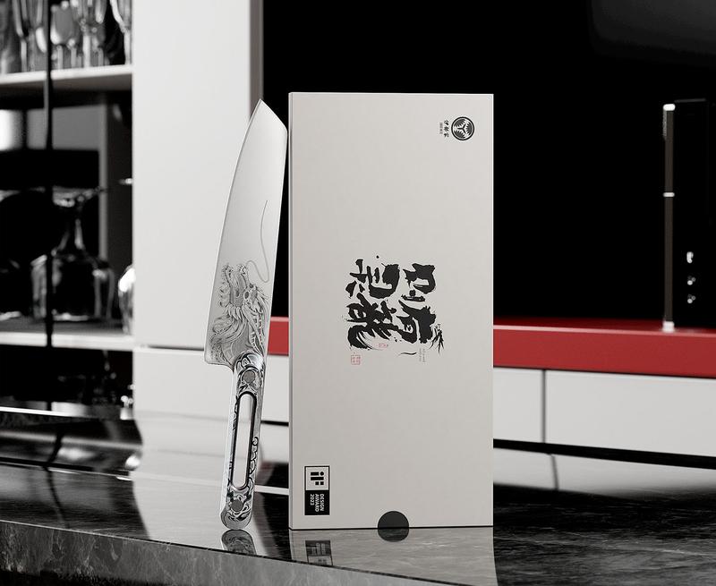 「 Luxury Gift 」ZDF-905 Powder Steel Chef Knife 8 Inch, Ultra Sharp Japanese Kitchen Knife, Full Tang Professional Chef Knife with Dragon Engraving, Interchangeable Handles，Purism Series Outdoorfun