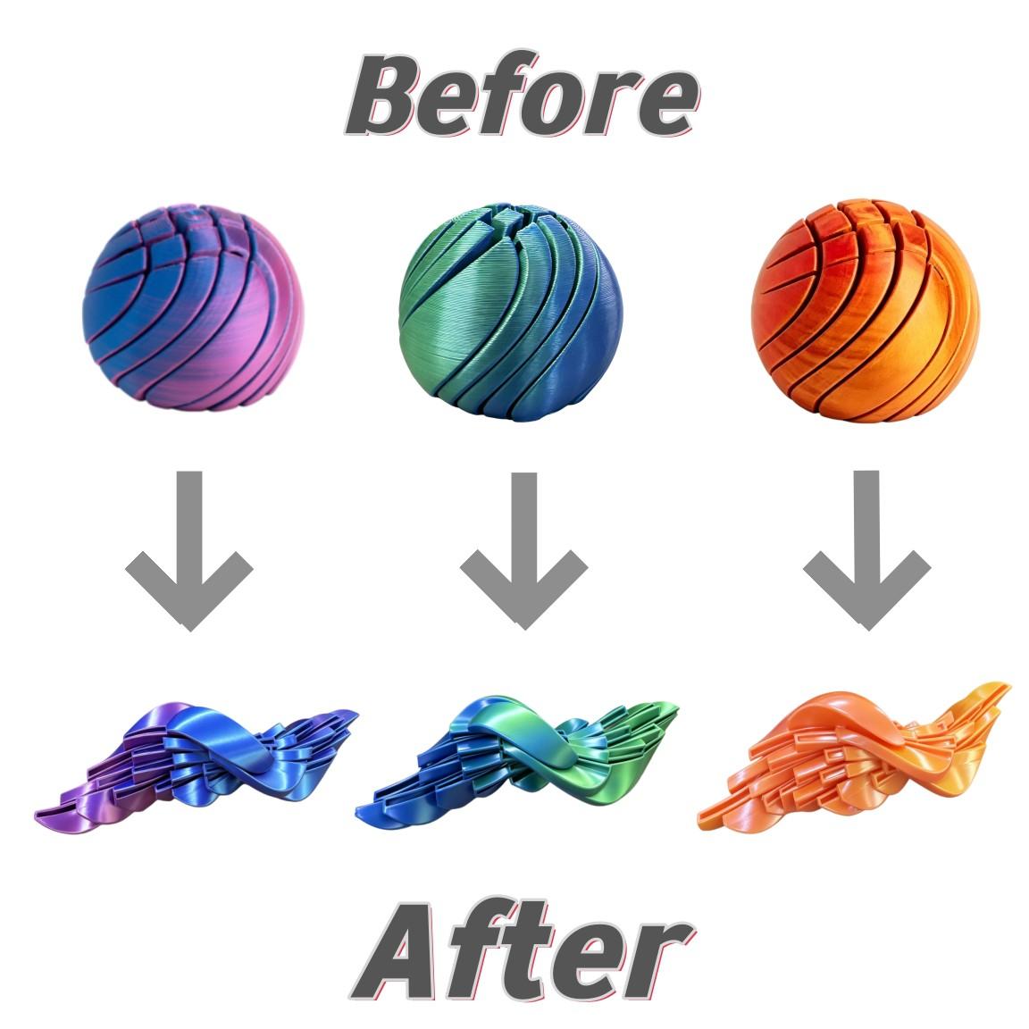 3D Printed Anxiety Relief Fidget Toys, Round Gear Twisting Ball, Liquid Flow Sensory Toy, Cool Desktop Ornament for Home & Office, Gradient Green/Orange/Purple, Ideal Holiday Gift for Adults Teens for Birthday Christmas Thanksgiving Halloween