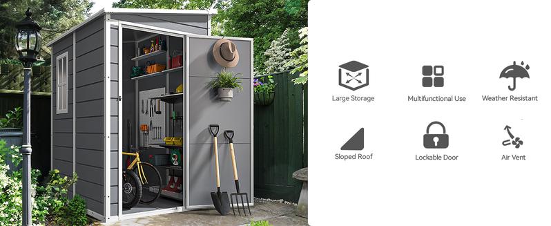 Yitahome 5x4 5x3 FT Outdoor Storage Shed with Reinforced Floor, All-Weather Resin Storage Shed with Lockable Door & Window, Waterproof Plastic Tool Storage for Garden, Backyard, Patio, Lawn Yitahome 5x4 5x3 FT Outdoor Storage Shed with Reinforced Floor, All-Weather Resin Storage Shed with Lockable Door & Window, Waterproof Plastic Tool Storage for Garden, Backyard, Patio, Lawn