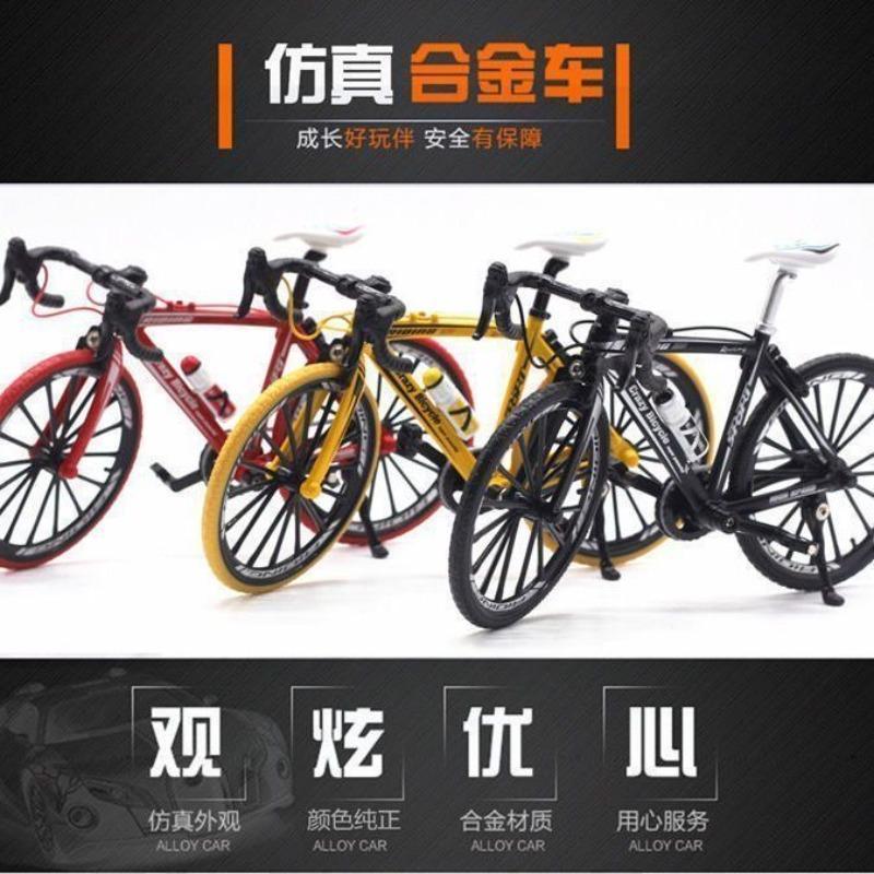 Alloy Simulation Folding Mountain Bike Model Kit, Biking-Themed Ornament for 3-8 Years Old Children, Bicycle Model
