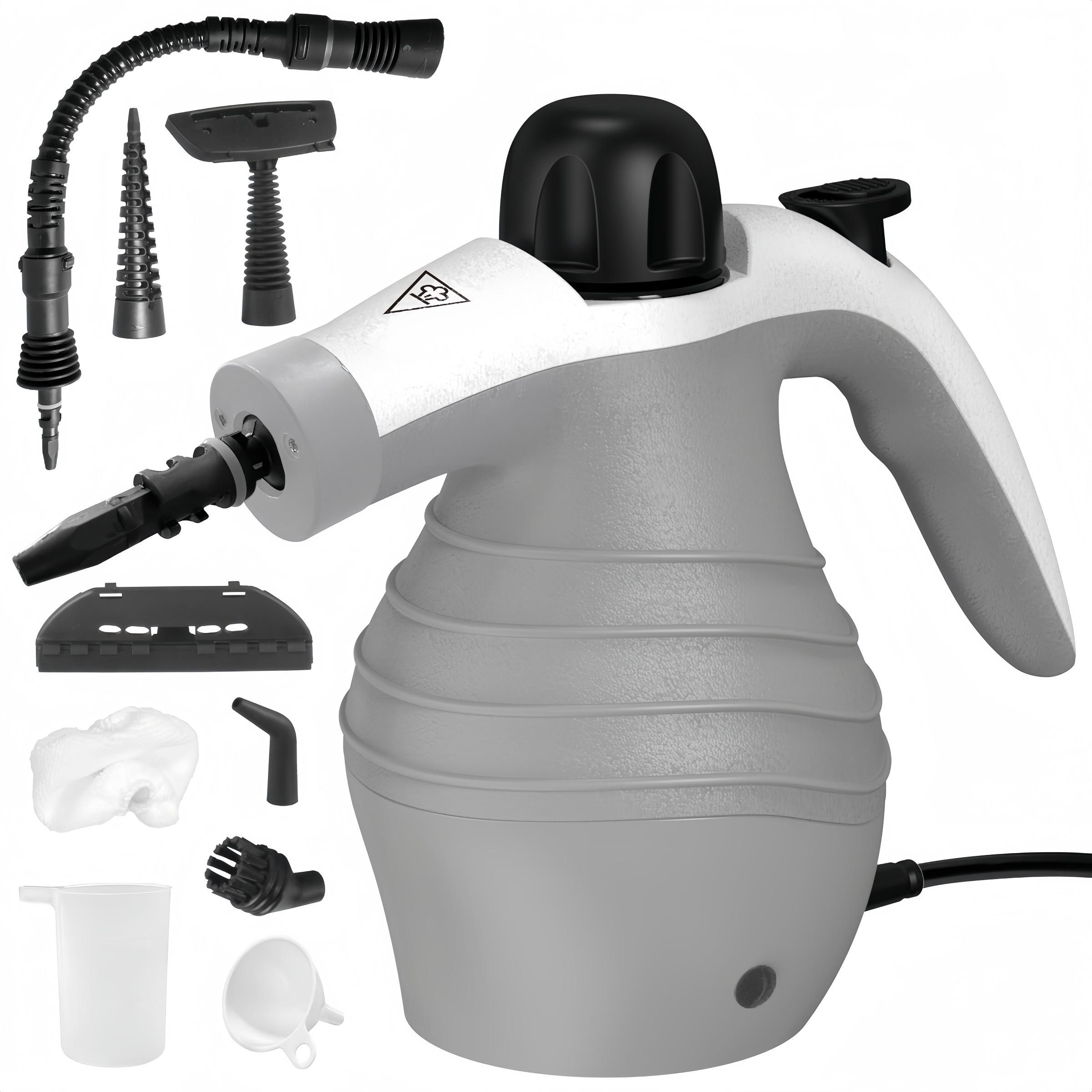 Pressurized Handheld Steam Cleaner, 1 Count Multi-purpose Steamer for Home Use with 9 Attachments To Remove Tough Stains on Car, Upholstery, Grout, Stovetop Handheld Steam Cleaning