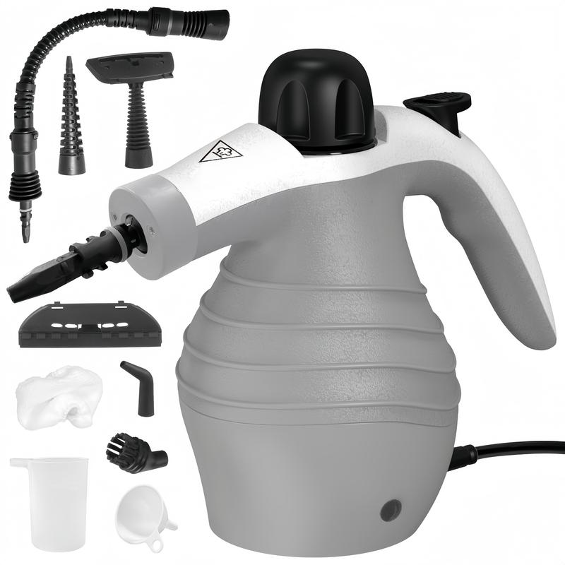 Pressurized Handheld Steam Cleaner, 1 Count Multi-purpose Steamer for Home Use with 9 Attachments To Remove Tough Stains on Car, Upholstery, Grout, Stovetop Handheld Steam Cleaning