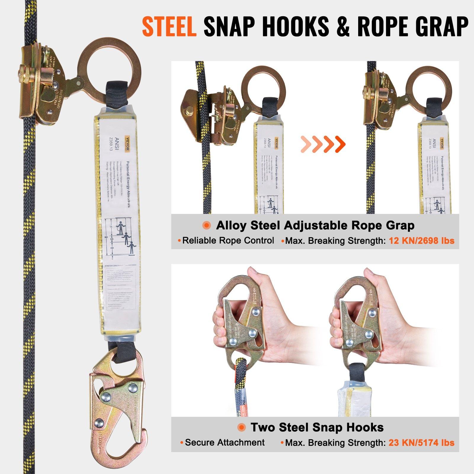 Fall Protection Rope End Loop Vertical Lifeline Assembly, Fall Protection Rope with 30 KN Breaking ...