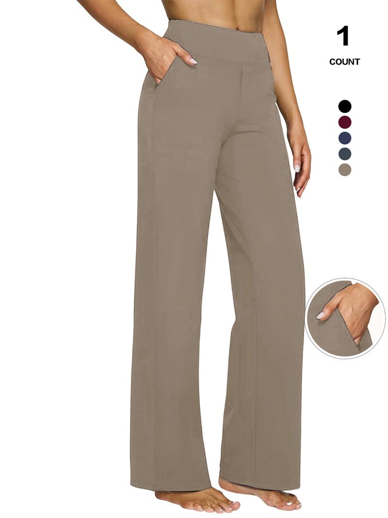 2026 Women's Casual Business Dress Pants, Stretchy High Waist Wide Leg Trousers, Work Office Wear with Pockets, Stylish & Comfortable