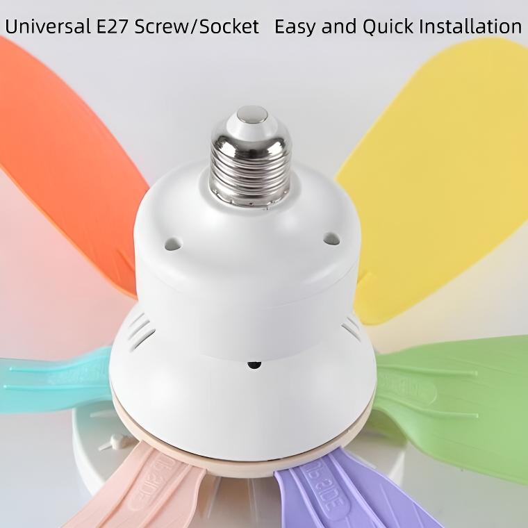 Modern E27 Screw Base Ceiling Fan Light, Quiet Wind Design, Ideal for Living Room Dining Bedroom, Energy Efficient F Rating