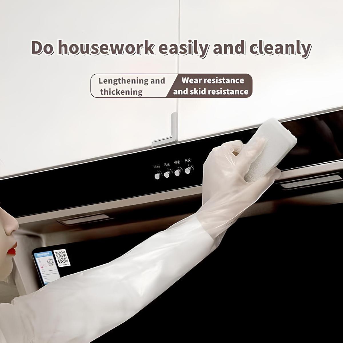 20pcs Disposable Long Arm Gloves with Elastic Cuff 23.6inch Household Cleaning Thick Kitchen Dish washing Gloves Food Handling Vegetable Washing