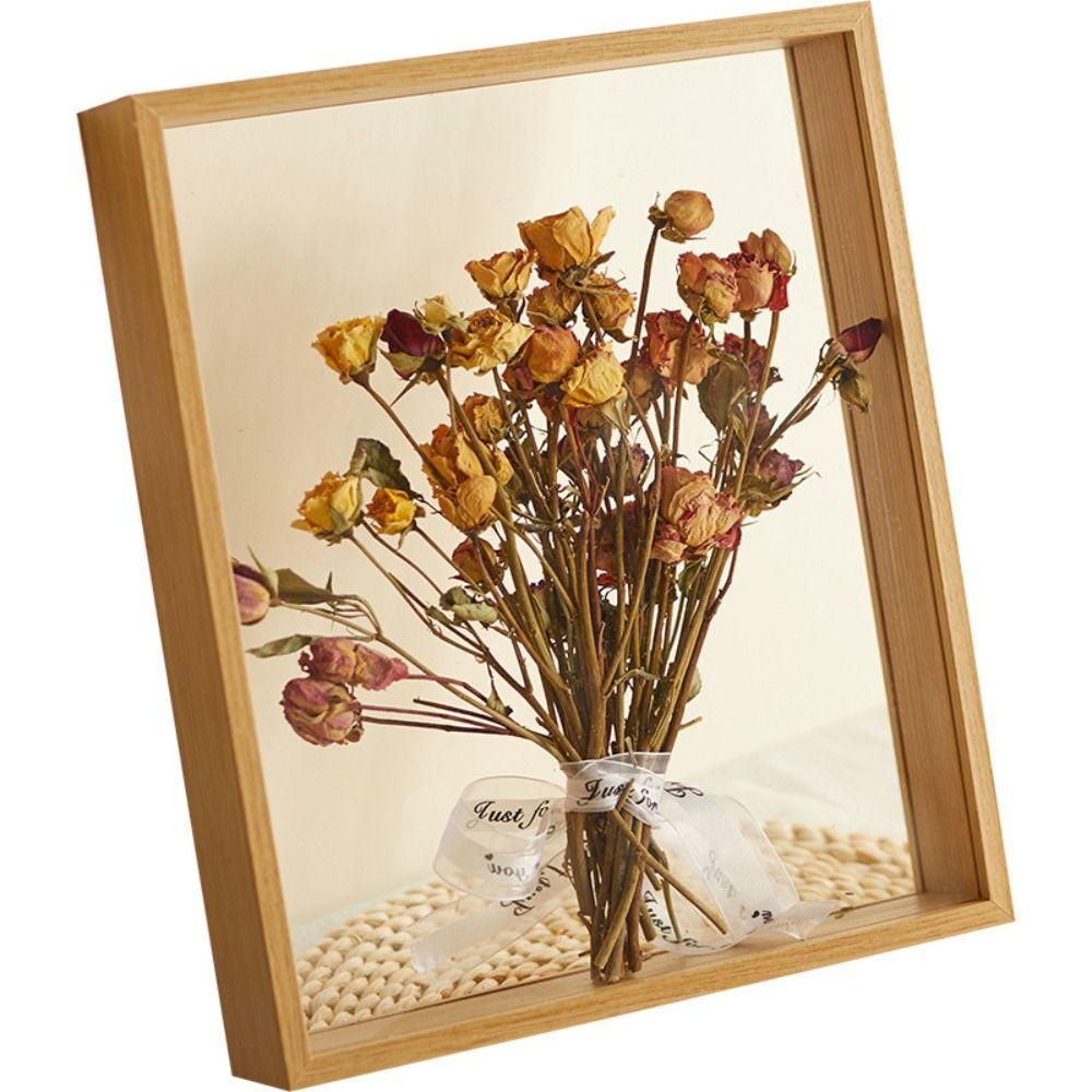 Wood Dry Flower Display Frame INS Clear Bouquet Display Box Wall Mount Flower Specimen Storage Frame Home Decor