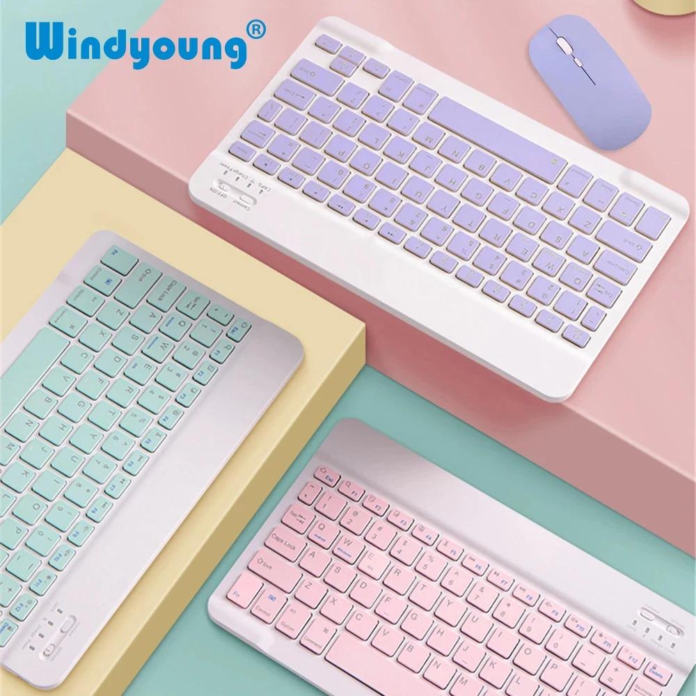 Slim Wireless Keyboard and Mouse for iPad/tablet(iOS/android/PC), Bluetooth-compatible Rechargeable, Ambidextrous Design, Portable Compact Combo