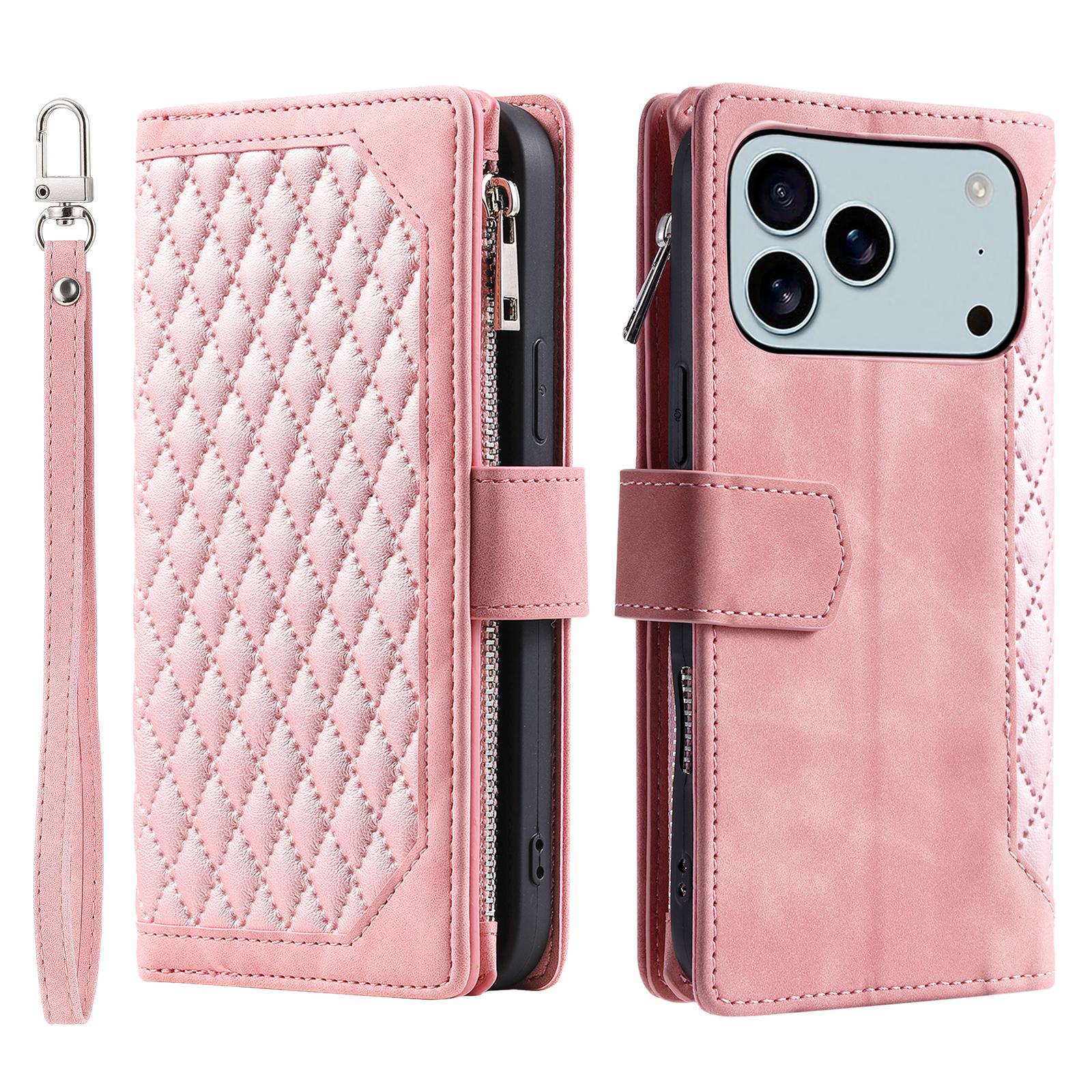Crossbody Wallet Case For iPhone 17 16 Pro Max 15 14 Plus 13 12 Leather Phone Case with Card Holder Kickstand & Wrist Strap Cover Magnetic Closure Flip Handbag Zipper Purse Shell for Women