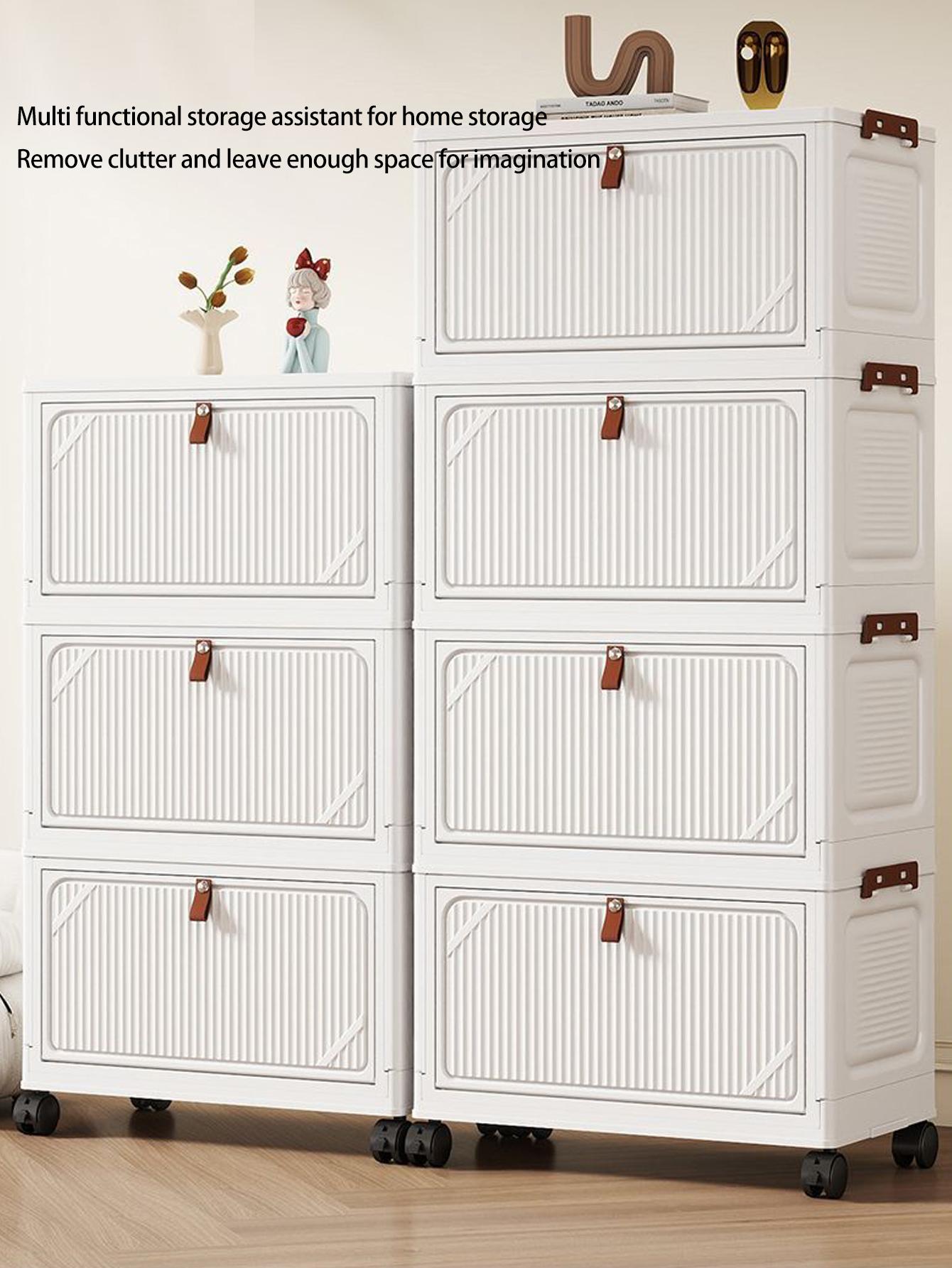 Foldable Plastic Storage Cabinet, Multi-Layer Table Under Desk Organizer, Home Living Room Toy Snack Rack, No Installation Required