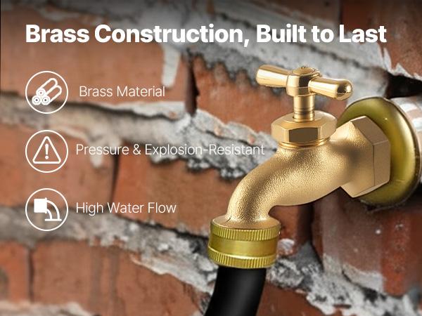 VEVOR Hose Bibb, 3/4 MIPx 3/4 MHT Connection, Multi-Turn Garden Valve, Heavy Duty Brass Hose Bib, Outdoor Water Faucet Spigot, Brass Plumbing Fitting, Compatible with Copper, Galvanized Pipes