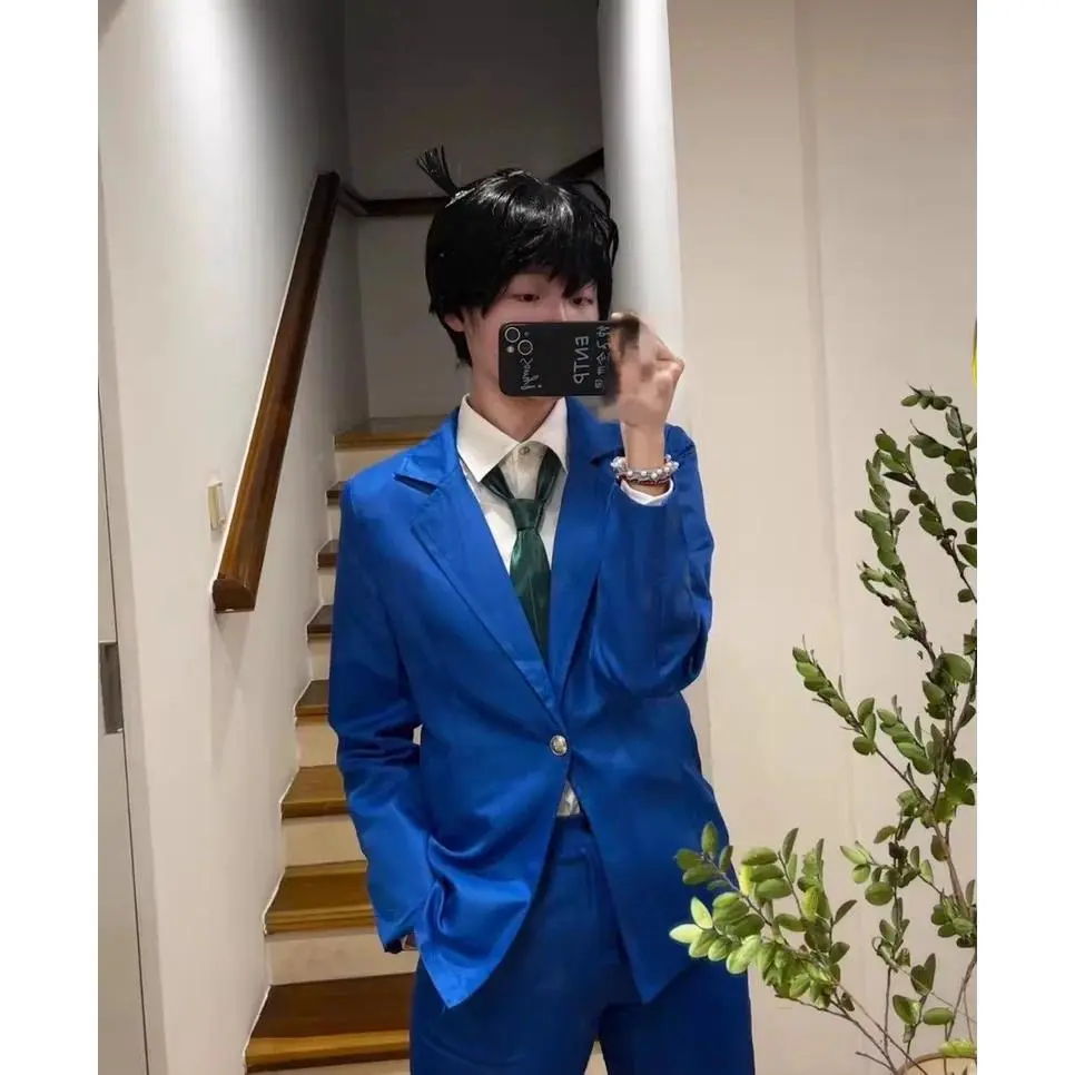 Detective Jimmy Conan Kudo Cosplay Suit Kudou Shinichi Rachel Moore Mouri Ran Costume Wig Halloween Anime Party Couple Outfit