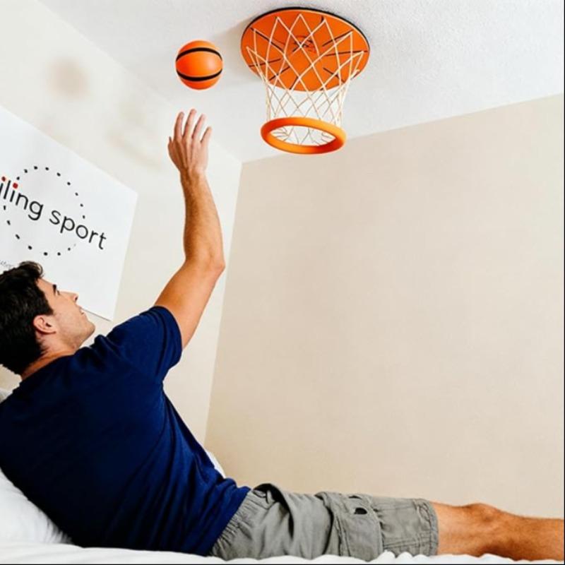 Portable Ceiling Sliding Indoor Mini Basketball Hoop, Fun Wall-Mounted Sports for Bedroom and Outdoor Games, Includes Ball and Pump, Portable Basketball Goal