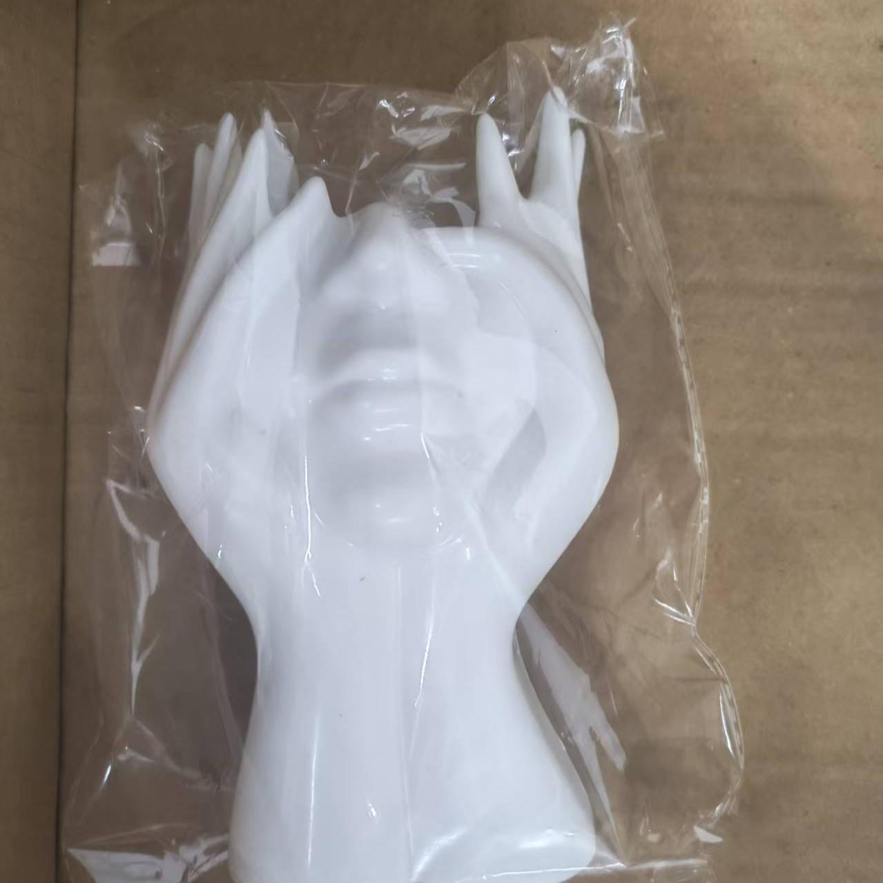 Artistic Hand and Face Sculpture Brush Holder, Minimalist Abstract Decor for Vanity and Desk, Elegant Desktop Accessory