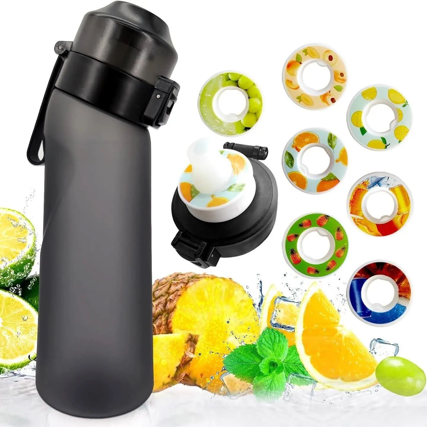 Personalized Fruit Flavor Water Cup, Includes 7 Fruit Flavor Clips, Turn Plain Water Into Delicious Taste, Healthy Drinking for Young People and Students, High-Quality Water Cup, Portable