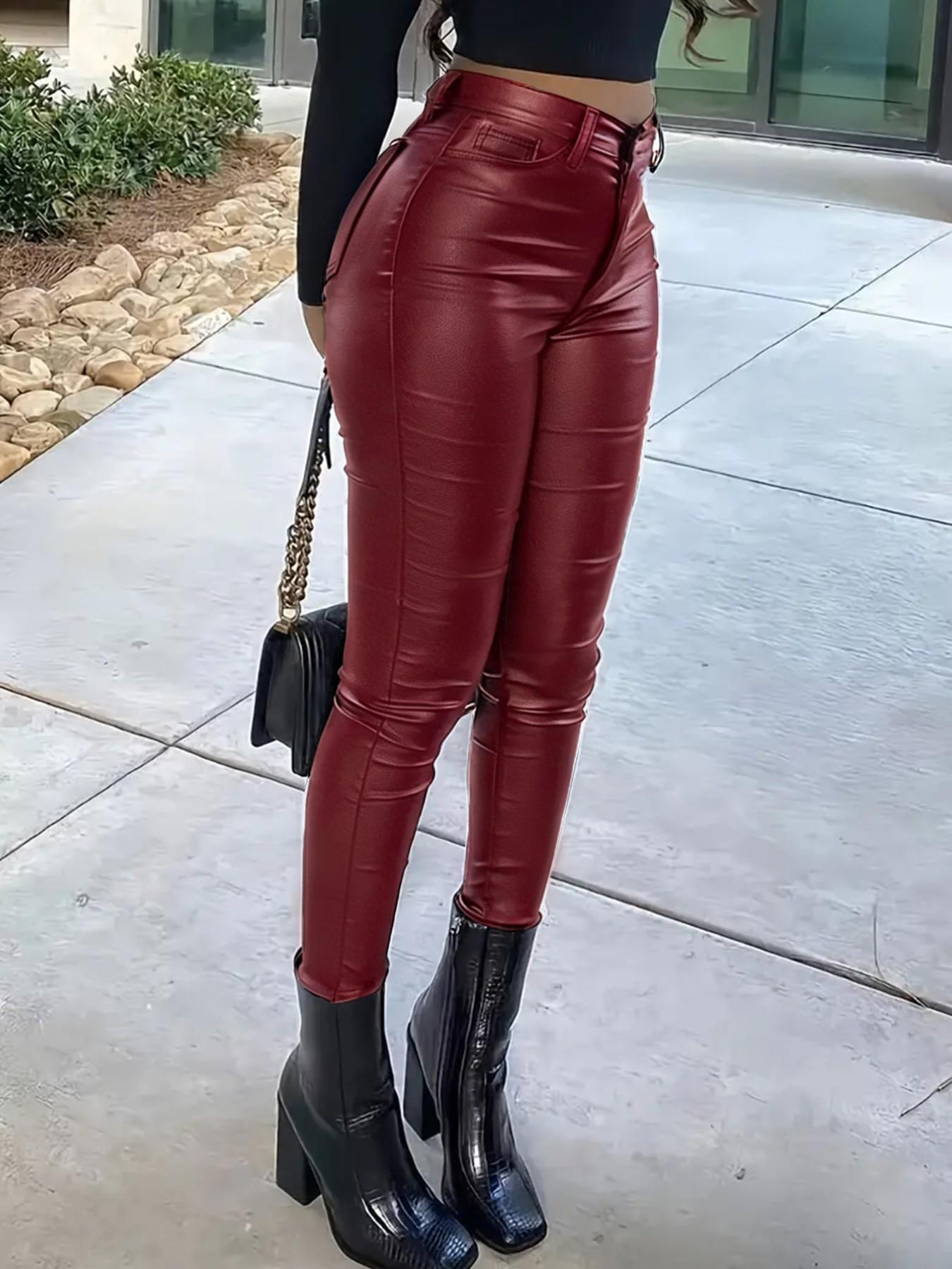 Women's Trendy Snake Print Faux Leather Pants, High Elasticity Sexy Tight Fit, Street Style/night Club Wear, Spring & Fall Fashion
