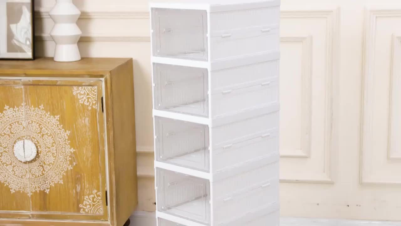 Stackable shoe storage box set, featuring front-opening waterproof transparent plastic storage boxes for easy access, perfect for wardrobes and entryways, shoe storage boxes