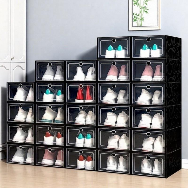 15PCS Large Transparent Shoe Box Shoe Storage Box Stackable Shoe Organizer Space-saving Foldable Shoes for Closets Sneaker Container Storage Box Find Shoe Storage Box in One Second Household New Year New Year Shoe Storage Box