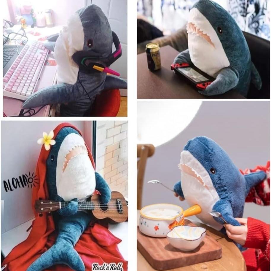 Cartoon Shark Design Plush Pillow, Cute Stuffed Shark Puppet, Soft and Comfy Plush Pillow for Adults, Cute Gifts for Festivals, Soft Cuddly Gift