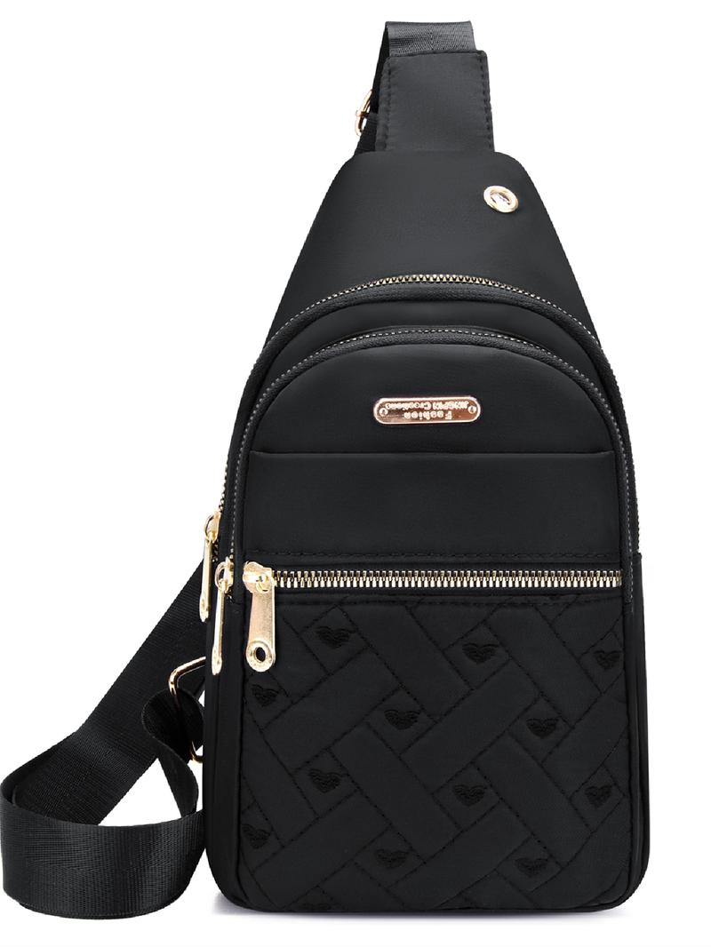 Quilted Texture Zipper Fanny Pack, Casual Solid Color Chest Belt Bum Bag for Women, Trendy Versatile Daily Commuting Bag, Girl Fashionable Crossbody Bag