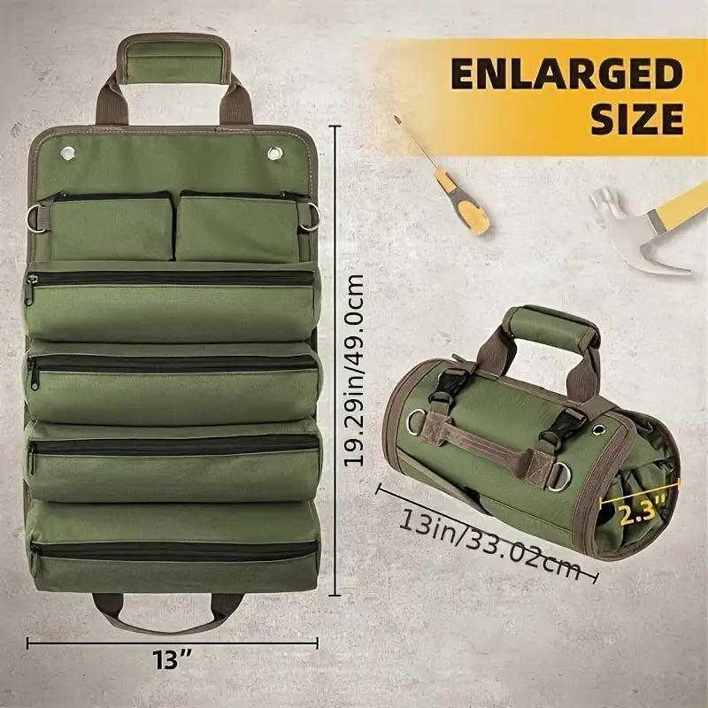 Heavy Duty Rollable Tool Bag with Free Delivery Nationwide - Organized Storage for Tools electrician mechanic roll up Portable roll-up handle versatile belt construction worker Waterproof Adjustable Organizer detachable pouch Backpack rv owner
