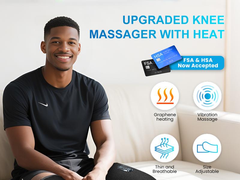 COMFIER Christmas Gifts for Dad, Men, Heated Knee Massager with Vibration, FSA Eligible HSA, Graphene Heating Knee Wrap with 5 Modes, Adjustable for Larger Legs, Home or Post-Workout Comfort